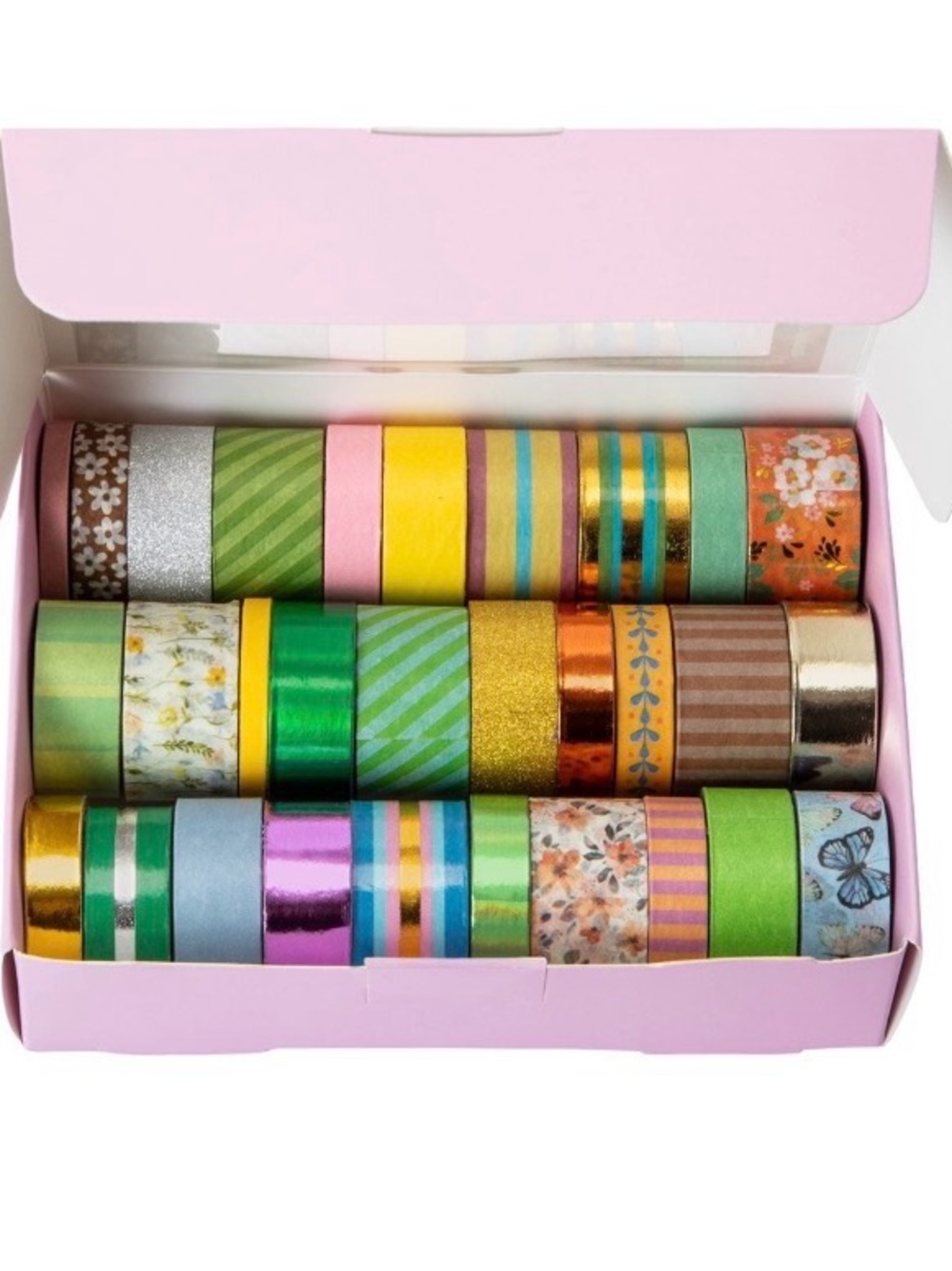 Assorted Pink & Green Decorative Washi Tape Set for Party Crafts